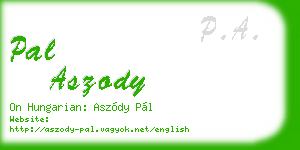 pal aszody business card
