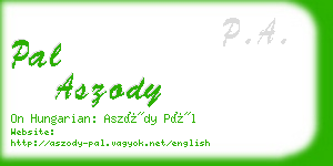 pal aszody business card